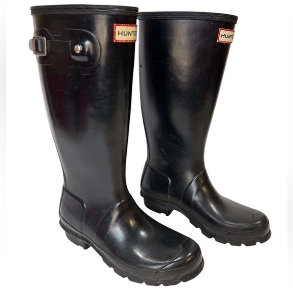 Hunter Unisex Tall Rain Boots Black Boy Size-4/Girl Size-5 GUC - Picture 5 of 8